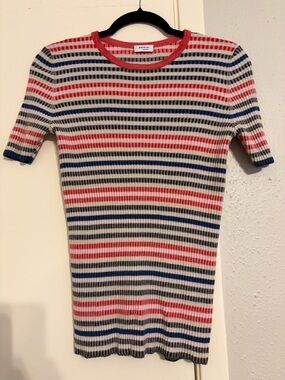 Akris Punto striped virgin wool lightweight sweater.